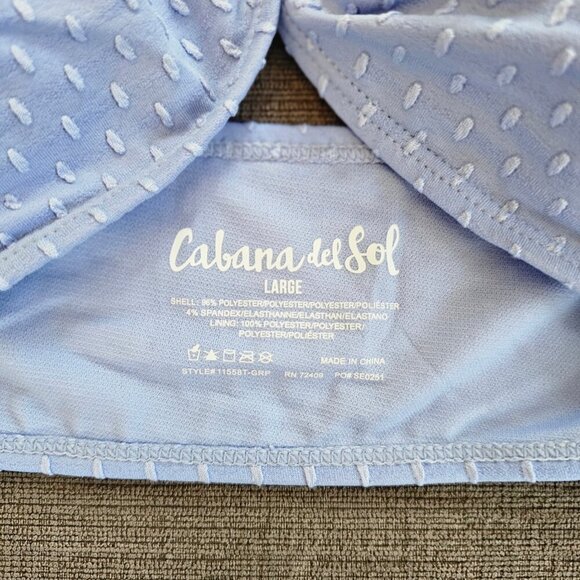 NWT CABANA DEL SOL Women's Light Blue Textured Belted Bikini Set Size Large - Picture 7 of 10